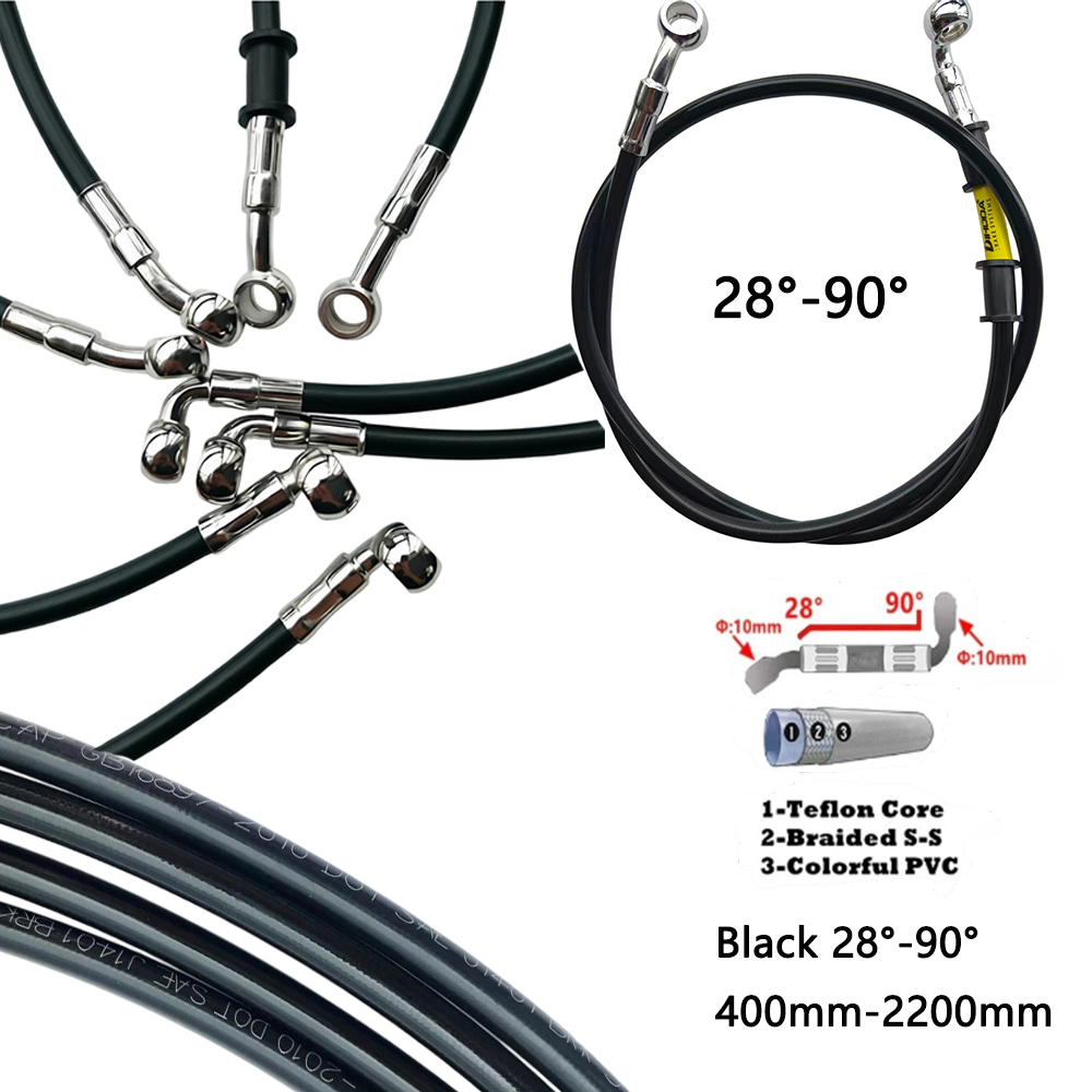 Black 28°-90° Degree Hydraulic - огляд і ціна Brake Line Motorcycle