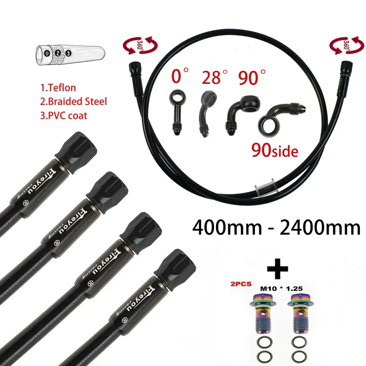 AN3 Braided Brake Hose Motorcy - огляд і ціна Brake Line Motorcycle