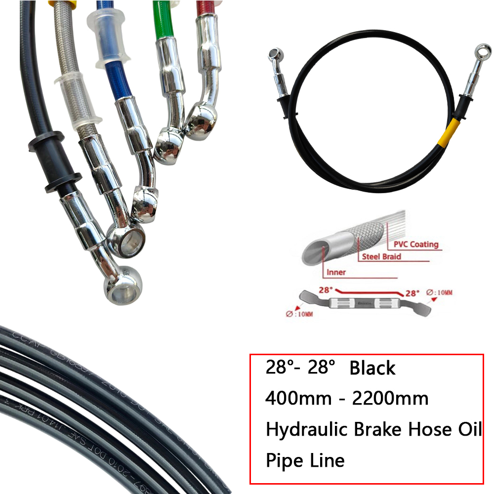 28°-28° Black Braided Hydrauli - огляд і ціна Brake Line Motorcycle